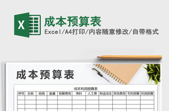 2022年成本預算表