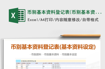 2021年幣別基本資料登記表(幣別基本資料設(shè)定)免費下載
