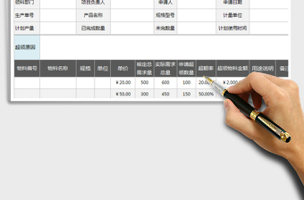 2021年生产物料超领申请单免费下载