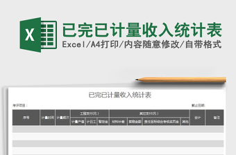 2021年已完已計量收入統(tǒng)計表免費下載