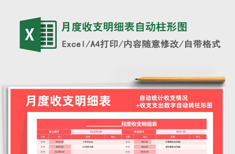 2021年月度收支明細表自動柱形圖