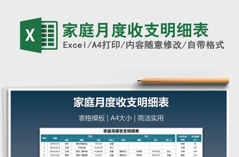 2021年家庭月度收支明細表