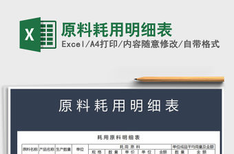 2021年原料耗用明細表免費下載