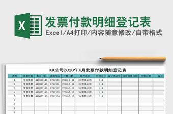 2022发票付款excel