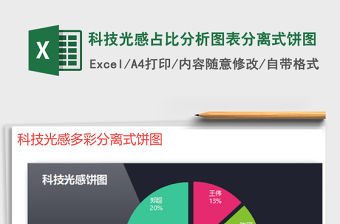 2021年科技光感占比分析圖表分離式餅圖免費下載