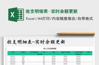 2021年收支明細表-實時余額更新