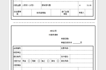 2022年付款申请单通用模板免费下载