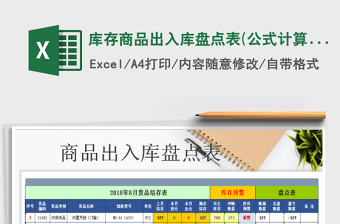 2021年庫存商品出入庫盤點表(公式計算）免費下載