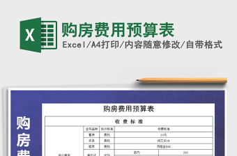2022年購房費用預(yù)算表免費下載