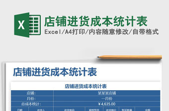 2021年店鋪進貨成本統計表
