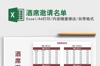 2021年酒席邀請名單