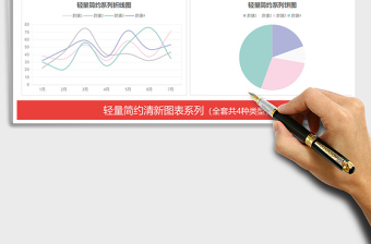 2021年輕量簡約系列圖表 柱形圖折線圖餅圖