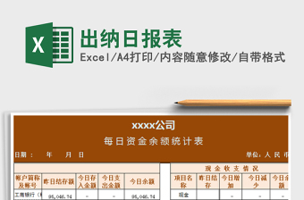 2021年出納日?qǐng)?bào)表免費(fèi)下載
