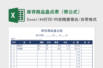 2022年庫(kù)存商品盤點(diǎn)表（帶公式）免費(fèi)下載