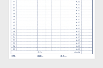 2022年库存商品盘点表（带公式）免费下载