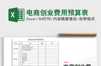 2021年電商創(chuàng)業(yè)費用預算表免費下載