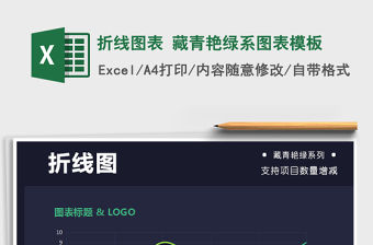 2022年折線圖表 藏青艷綠系圖表模板免費(fèi)下載