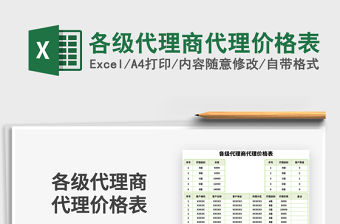 2021年各級代理商代理價格表