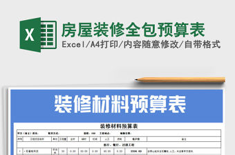 2021年房屋裝修全包預算表免費下載