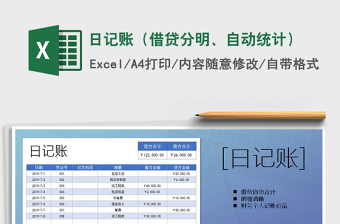 2022年日記賬（借貸分明、自動(dòng)統(tǒng)計(jì)）