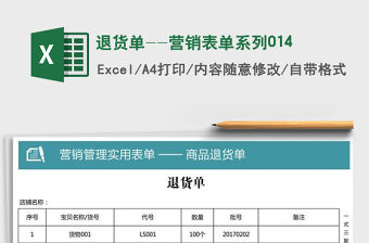 2022年退貨單--營銷表單系列014免費下載