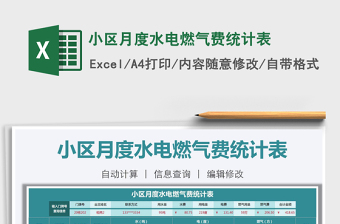 2021年小區(qū)月度水電燃?xì)赓M(fèi)統(tǒng)計(jì)表