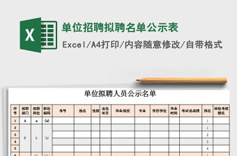 2022年單位招聘擬聘名單公示表免費下載