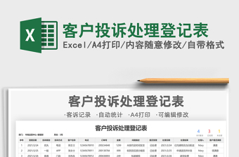 2021年客戶投訴處理登記表
