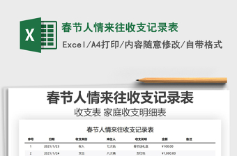 2021年春節(jié)人情來往收支記錄表