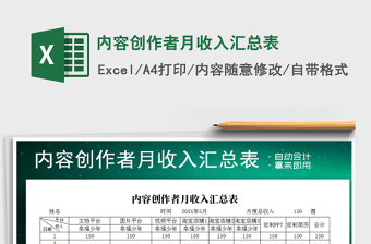 2022年內(nèi)容創(chuàng)作者月收入?yún)R總表免費(fèi)下載