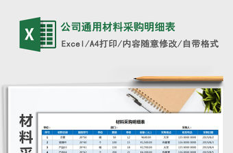 2021年公司通用材料采購明細表