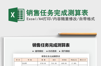 2021年銷售任務(wù)完成測(cè)算表