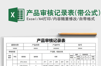 2021年產(chǎn)品審核記錄表(帶公式)