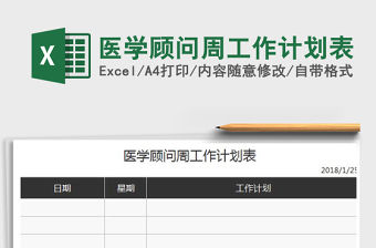 2021年醫(yī)學(xué)顧問周工作計劃表免費下載