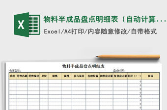 2022年物料半成品盤點(diǎn)明細(xì)表（自動(dòng)計(jì)算）免費(fèi)下載