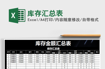 2021年庫存匯總表免費下載