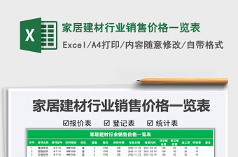 2021年家居建材行業銷售價格一覽表