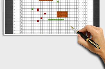 2022年員工考勤表-顏色標注免費下載