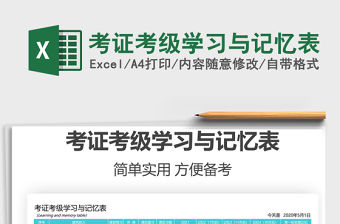 2021年考證考級學習與記憶表