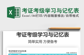 2021年考證考級(jí)學(xué)習(xí)與記憶表