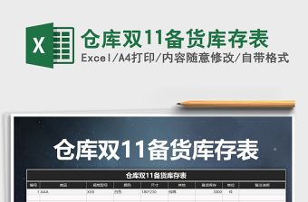2022年倉(cāng)庫(kù)雙11備貨庫(kù)存表免費(fèi)下載