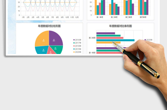 2021年彩色通用数据图表模板柱形图折线