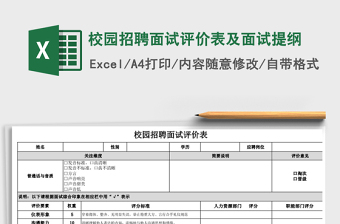 2021年校园招聘面试评价表及面试提纲免费下载