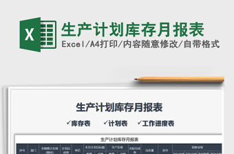 2021年生產(chǎn)計劃庫存月報表