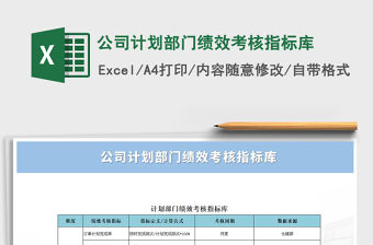 2021年公司計劃部門績效考核指標庫