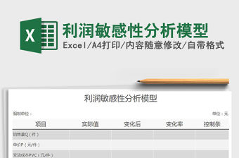2022年利潤敏感性分析模型免費下載