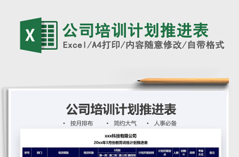 2021年公司培訓(xùn)計劃推進(jìn)表