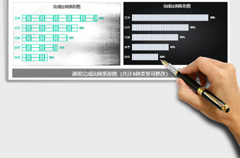 2021年完成比例条形图 对比分析 图表模板免费下载