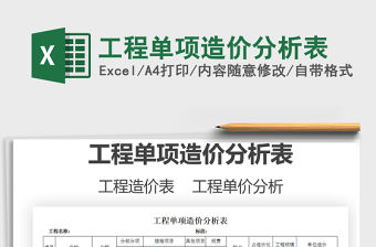 2021年工程單項造價分析表