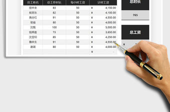 2021年員工計時工資明細統計表